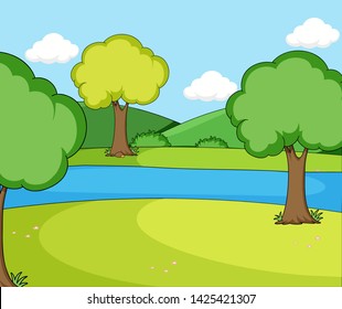 Ilustración de paisajes de naturaleza plana simple