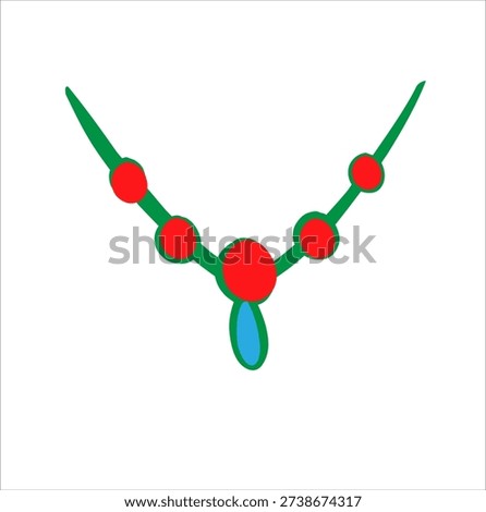 Simple flat necklace icon featuring colorful beads and a central pendant isolated on a light background. Clean vector illustration representing jewelry, fashion accessories, ornaments, and personal adornment. Perfect for boutique logos, ecommerce stores, beauty branding, and design.