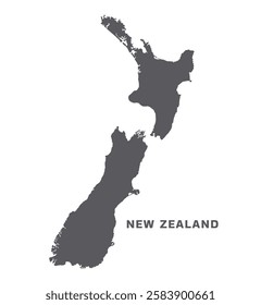 Simple flat New Zealand map grey vector
