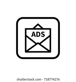 Simple flat newsletter linear pictogram. Advertisement outline vector icon.