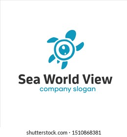 Simple Flat Ocean Photography Logo Design Idea