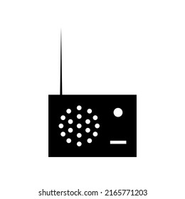 Simple flat old vintage radio vector icon. Solid black illustration of an old-school antenna radio. Trendy flat, symbol, sign, for: infographic, logo, app, banner, web design, dev, ui, ux. EPS 10