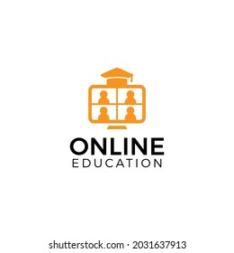 Einfache flache Online-Schule Logo-Vektorgrafik. E-Learning.