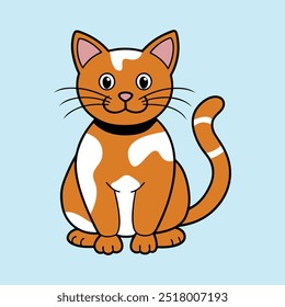 simple flat orange cat pet mascot illustration sticker