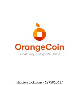 Simple Flat Orange Coin Logo Company Design Template Idea
