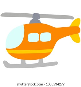 Simple and flat orange helicopter illustration