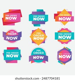 Simple Flat Order Now Text Banner with Red and Blue Color Isolated on Yellow Background Design, Order Now Element Template Vector for Advertising, Social Media, Web Banner