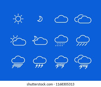 Simple flat outlined climate weather forecast conditions for app icon