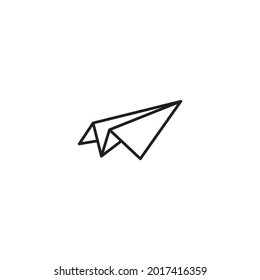 Simple Flat Paper Plane Icon Illustration Design, Paper Plane Symbol with Outlined Style Template Vector