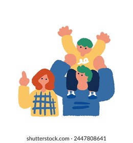 Simple and flat parent and child illustration