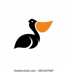 Simple flat pelican bird vector logo template