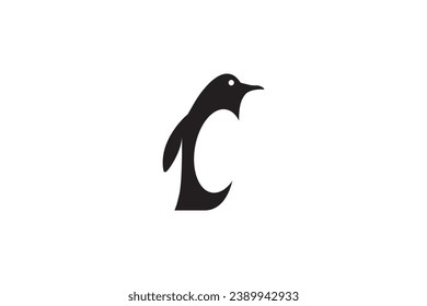 simple flat penguin icon illustration vector
