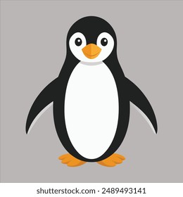 simple flat penguin icon illustration vector. Sea life. Cute cartoon penguin.