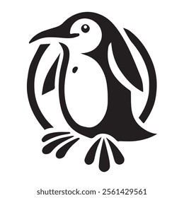 simple flat penguin icon illustration vector
