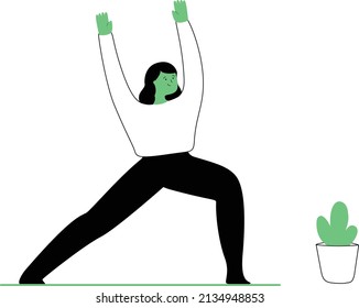 einfache flache Menschen, die zu Hause Yoga machen. Meditationspraxis. farbige flache Vektorgrafik einzeln auf weißem Hintergrund