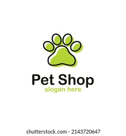simple flat pet shop logo icon on isolated background, paw logo design modern concept