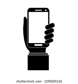 simple flat picture, cell phone in hand 