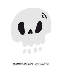 Simple flat picture of a skull.  Doodle vector icon isolated on white background. Perfect for Halloween.