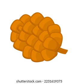 Simple flat pine cone, winter holidays greeting card design template element, vector