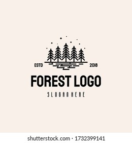 Simple Flat Pine Forest logo hipster retro vintage vector template