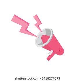 Sencillo altavoz rosa plano Toa Megaphone Diseño de Ilustración en un Vector de plantilla de fondo.