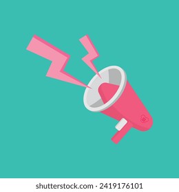 Simple Flat Pink Speaker Toa Megaphone Illustration Design on Background Template Vector.