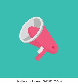 Sencillo altavoz rosa plano Toa Megaphone Diseño de Ilustración en un Vector de plantilla de fondo.