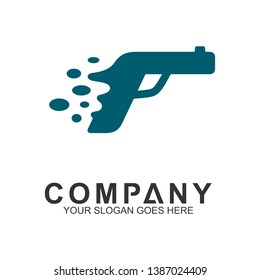 simple flat pistol logo design