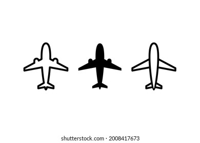 Simple Flat Plane Icon Illustration Design, Silhouette Plane Symbol Collection Template Vector