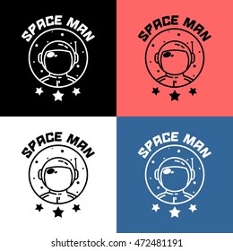 Simple flat planet space logo design template