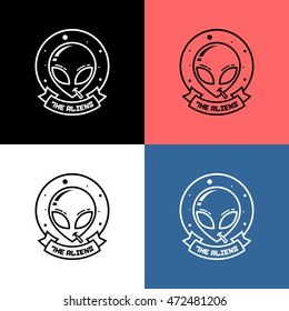 Simple flat planet space logo design template
