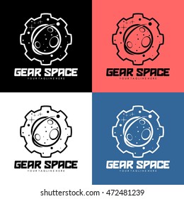 Simple flat planet space logo design template