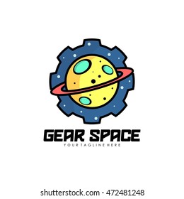 Simple flat planet space logo design template