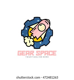 Simple flat planet space logo design template