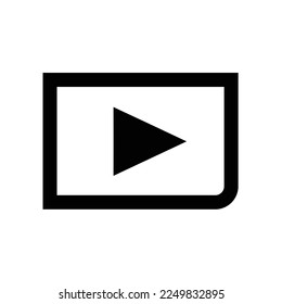 Simple flat play video icon. Black and white.