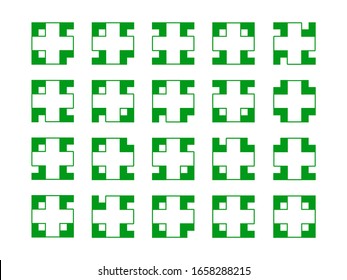 SImple flat plus icon with abstract shape vector