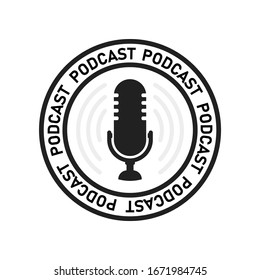 simple flat podcast recording, podcasting icon or symbol with microphone vector illustration.