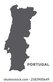 Simple flat Portugal map grey vector