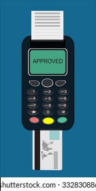 Simple flat POS terminal with credit card icon. Vector illustration. EPS10 vector.