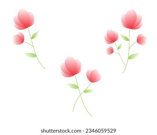 Simple flat pretty flower element with gradation color isolated on white background vector illustration