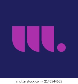 Simple flat purple letter W vector logo within blue background. Logo for product, brand, company, and organization.