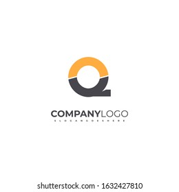 simple flat Q logotype in orange and black creative design concept isolated on white background.