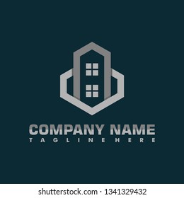 simple flat real estate architecture letter A B logo vector