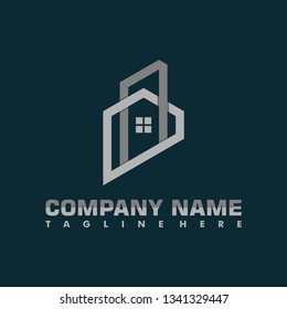 simple flat real estate architecture letter A B logo vector