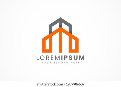 simple flat real estate property logo template