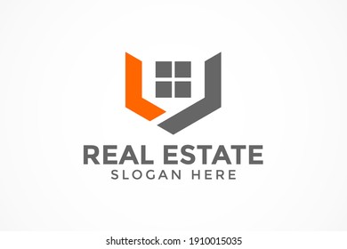 simple flat real estate protection logo template