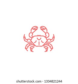 Simple flat red crab icon. Linear slyle vector illustration