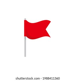 Simple Flat Red Flag Icon Illustration Design, Cartoon of Red Flag Symbol Template Vector