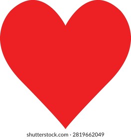 Simple flat red heart shape icon for love and romance design