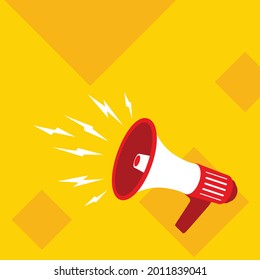 Simple Flat Red Megaphone Speaker Toa Illustration Design on Yellow Background Template Vector
